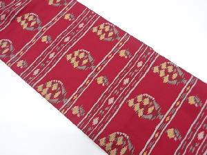 リサイクル　横段に花模様織り出し名古屋帯